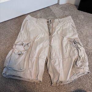 Vintage Abercrombie & Fitch Tan and blue Cargo Shorts size 34